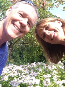 trying to capture the flowers in our selfie