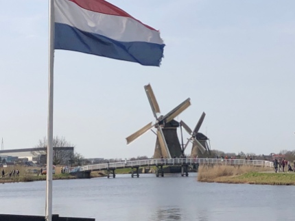 The Dutch Flag Flying at Kinderdijk